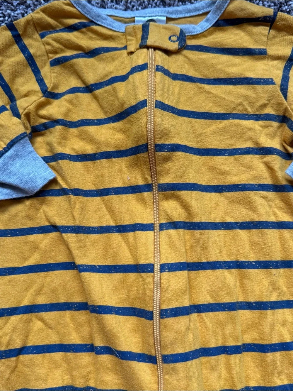 Gerber Yellow and Gray Striped Footed Pajama One-Piece